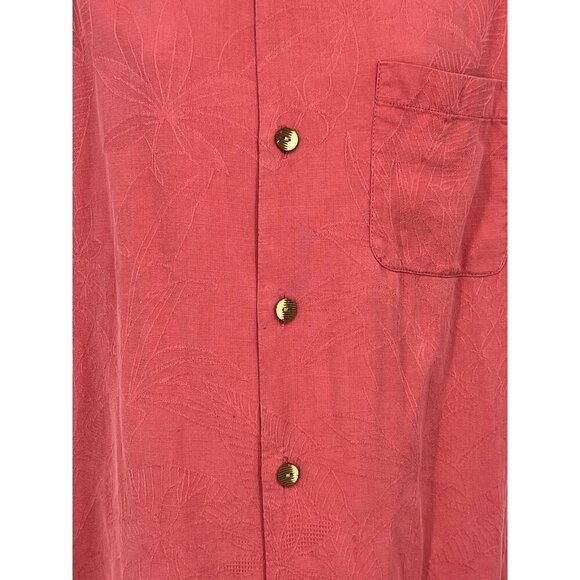 Tommy Bahama Aloha Shirt Hawaiian Medium Silk Short Sleeve Embossed Tropical EUC - Picture 4 of 6